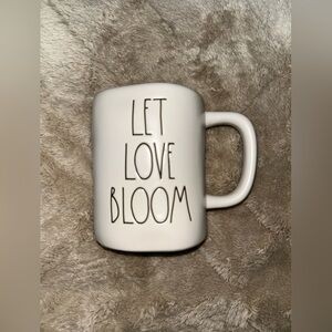 White Ceramic Mug with Black Text - Let Love Bloom Rae Dunn